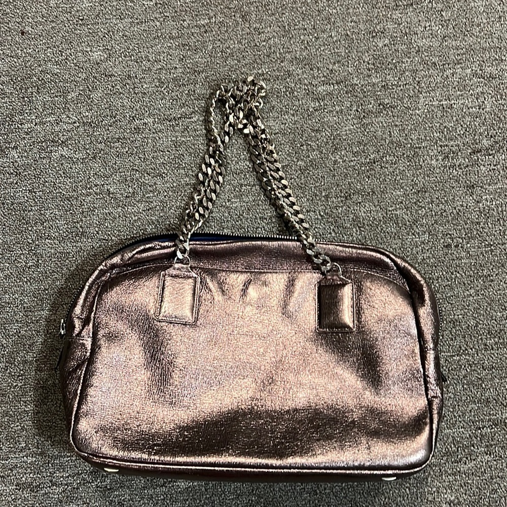 Carlos Falchi pewter leather with beautiful chains